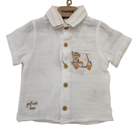 Babydoll 2li Takım Bombili Ekru-Çizgili