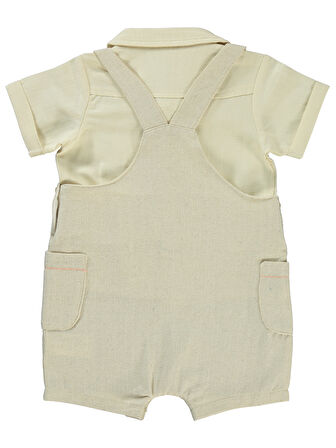 Bombili Erkek Bebek Patiksiz Tulum 6-18 Ay Ekru