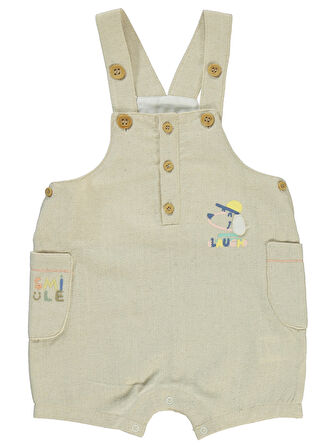 Bombili Erkek Bebek Patiksiz Tulum 6-18 Ay Ekru