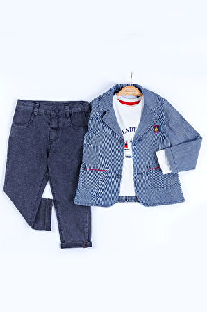 Erkek Bebek Ceketli 3'lü Takım