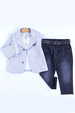 Erkek Bebek Ceketli 3'lü Takım