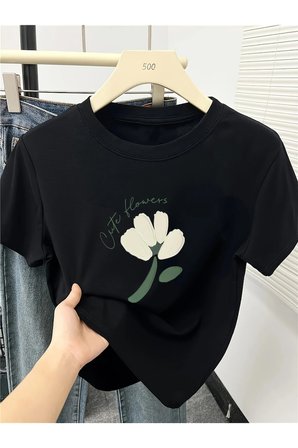 Unisex Cute Flowers Baskılı Tasarım Tshirt