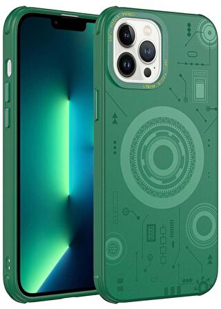 Apple iPhone 13 Pro Max Kılıf Wireless Şarj Özellikli Kenarları Antişok Desenli Hot Kapak