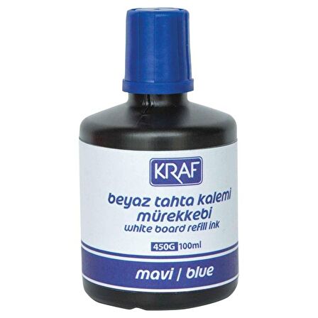 Kraf 450G Beyaz Yazı Tahtası Mürekkebi Mavi 100 ml x 6 Adet