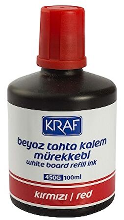 KRAF BEYAZ TAHTA KALEM MÜREKKEBİ 100ml KIRMIZI 450G 6 Adet