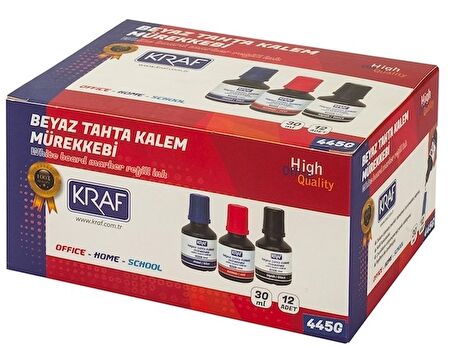 KRAF BEYAZ TAHTA KALEM MÜREKKEBİ  30ml KIRMIZI 445G