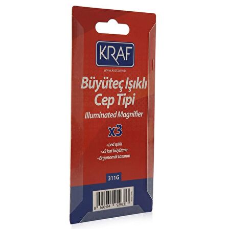 KRAF 311G Işıklı Cep Tipi Büyüteç 3X