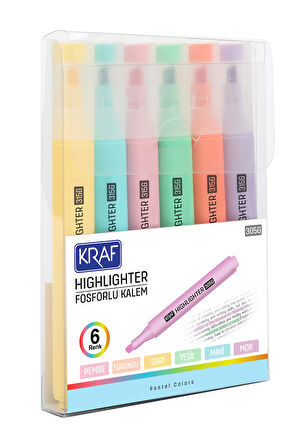 KRAF FOSFORLU KALEM TRIO PASTEL COLORS 315 6 LI-24 ADET