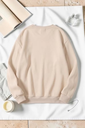 Unisex Paris Baskılı Bisiklet Yaka Sweatshirt