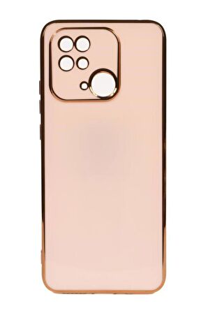 Xiaomi Redmi 10C Kılıf Kamera Korumalı Altın Kenar Tasarım Silikon