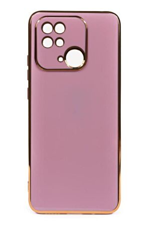 Xiaomi Redmi 10C Kılıf Kamera Korumalı Altın Kenar Tasarım Silikon