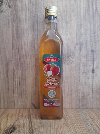 NAHİTA ELMA SİRKESİ 500ML CAM ŞİŞE KATKISIZ DOĞAL FERMANTASYON