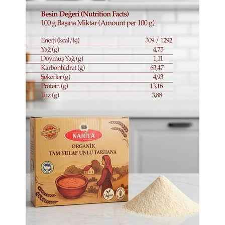 Nahita Organik Gulutensiz Tam Yulaf Unlu Tarhana 500 g