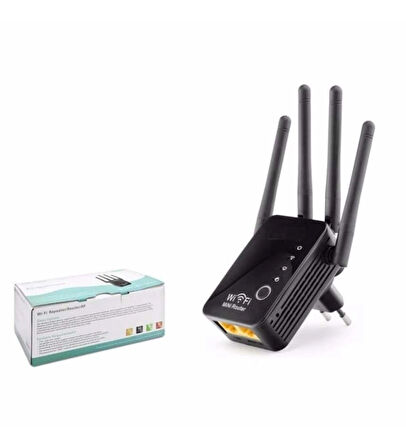 Wifi Antenli Kablosuz Sinyal Güçlendirici Alan genişletici Wi-Fi Repeater/Router/Access Point siyah