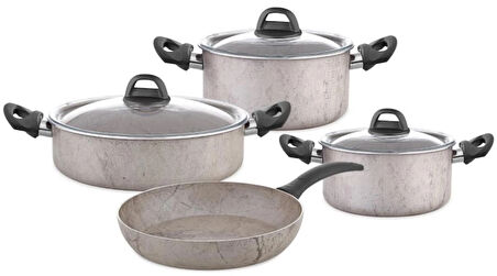 Hascevher Terra 7 Pcs Nonstick Set Cam Kapaklı(18/22Ten/26Kar/26Tv)
