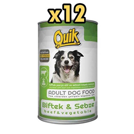 Quik Biftekli ve Sebzeli Köpek Konservesi 415 Gr X 12 Adet