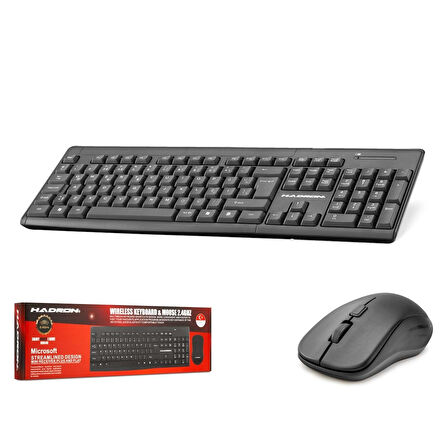 Hadron HD840 Türkçe-Q 1600dpi 2.4Ghz USB Kablosuz Klavye Mouse Set - Siyah