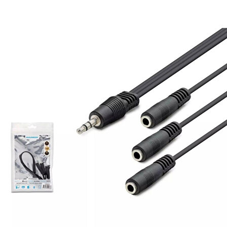 Hadron Hdx1023 3.5Mm To 3*3.5Mm F Kablo 2Line 30Cm Siyah