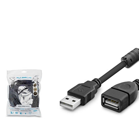 Hadron HDX7542 USB-A (F) - USB-A (M) 3mt USBUzatma Kablosu - Siyah