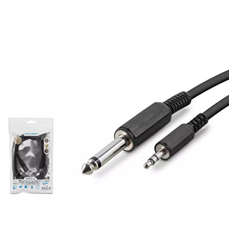 Hadron Hdx1055 6.5Mm To 3.5Mm Kablo Ensturuman Gitar 1.5M Siyah