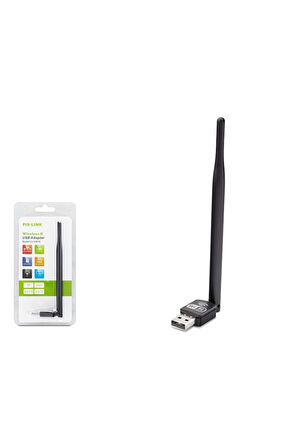 Pix-Link LV-UW10T Wi-Fi 150Mbps 5dBi Antenli 8818IC USB Kablosuz Adaptör - Siyah