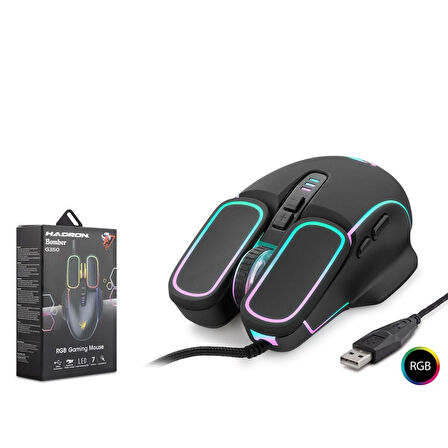 Hadron G350 Bomber 6400 DPI RGB 1.5mt USB Kablolu Oyuncu Mouse