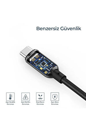 Hadron Hdx1300k Usb To Type-c Hızlı Şarz Kablosu Dijital Göstergeli 35w 1.2m