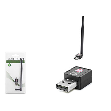 Pix-Link LV-UW02T Wi-Fi 2.4Ghz 150Mbps 5dBi Antenli 8818IC USB Kablosuz Adaptör - Siyah