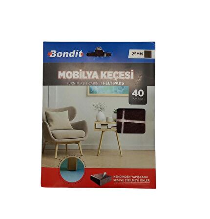 Bondit Kare Mobilya Keçesi 25mm 40 Adet Bnd01099525