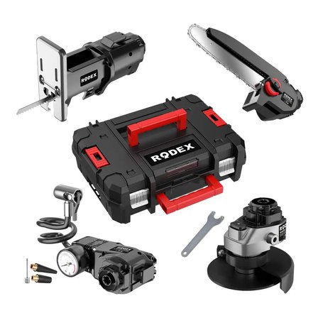 Rodex RDX2705 Çok Amaçlı Akülü El Aleti Matkap, Taşlama, Testere, Kompresör Seti Çift Bataryalı