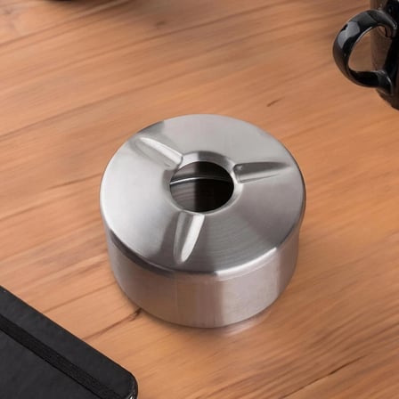 Porsima Paslanmaz Çelik Metal Kül Tablası - Kapaklı Rüzgar Geçirmez Küllük