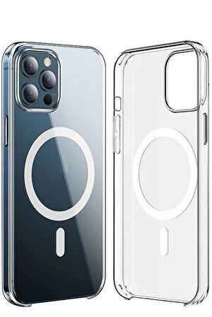 iPhone 15 Pro Kılıf Wireless Şarj Özellikli Şeffaf Orjin Kapak