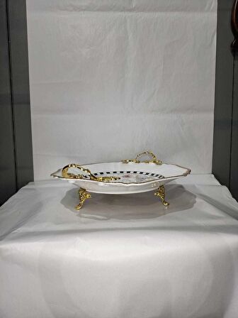 Canba Altıgen Damalı Pembe Güllü Servis 41x36x14 cm