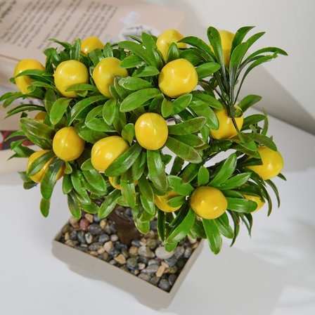 Eva Dekor Yapay Limon Ağacı - Sarı - 24x18 cm