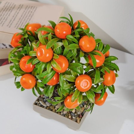 Eva Dekor Yapay Mandalina Ağacı - Turuncu - 24x18 cm