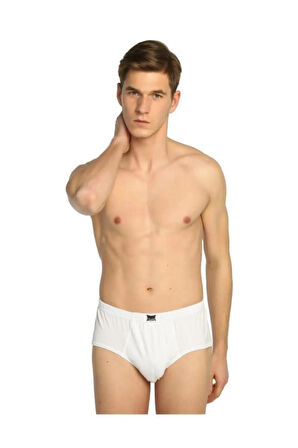 Tutku 0109 (5NO-XXL) 6 Adet Penye Kom %100 Pamuk Slip Erkek Külot BEYAZ