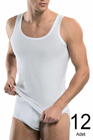 Erkek Beyaz 12'li Paket Atlet Külot Takım Elf568t01010109ccm12