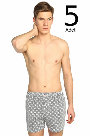 Erkek Karışık Desen 5'li Paket Düğmeli Boxer ELF568S0007CCM5
