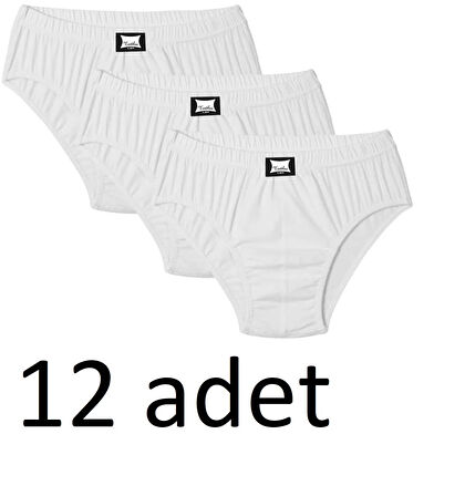 Tutku 0109 (5NO-XXL) 12 ADET Penye Kom %100 Pamuk Slip Erkek Külot BEYAZ