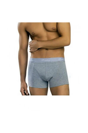 Erkek Gri Elastan Boxer 3'lü 0114