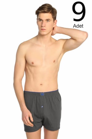 Erkek Füme 9'lu Paket Penye Düğmeli Boxer ELF568T0117CCM9