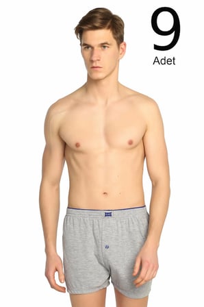 Erkek Füme 9'lu Paket Penye Düğmeli Boxer ELF568T0117CCM9