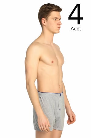 Erkek Füme 4'lü Paket Penye Düğmeli Boxer ELF568T0117CCM4