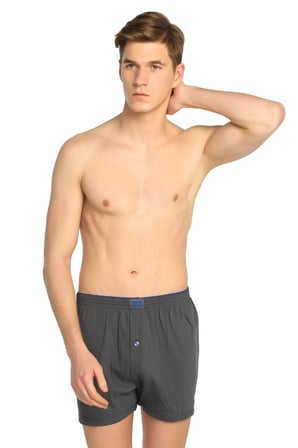 Erkek Gri 12'li Paket Penye Düğmeli Boxer ELF568T0117CCM12