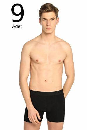 Erkek Siyah 9'lu Paket Likralı Boxer ELF568T0114CCM9