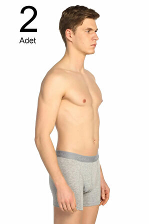 Erkek Gri 2'li Paket Likralı Boxer ELF568T0114CCM2