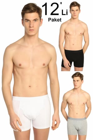 Erkek Karışık Renk 12'li Paket Likralı Boxer ELF568T0114CCM12