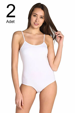 Kadın Siyah 2'Li Paket İp Askılı Likralı Kancalı Çıtçıtlı Body