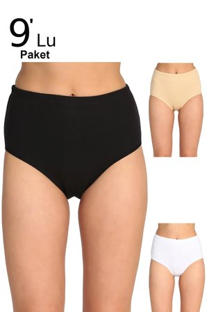 Kadın Beyaz 9'lu Paket  Ribana Bato Külot ELF568T0922CCM9