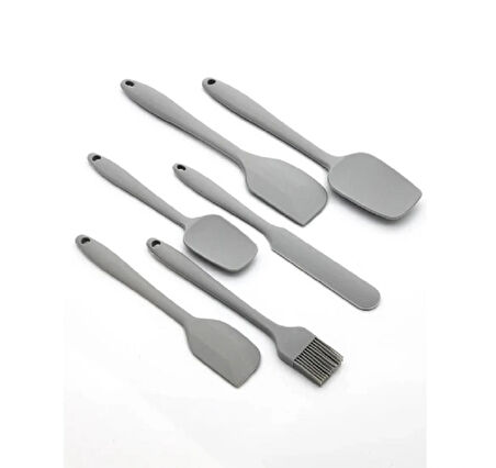 Menba 6 Parça Silikon Spatula Fırça Mutfak Seti Gri MNB0262